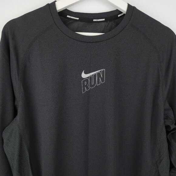 Nike Shirt Mens Large Gray Running Long Sleeve DriFit Stay Cool Ventilated RUN - Picture 3 of 16